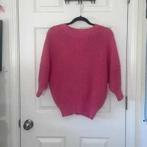 BANANA REPUBLIC COTTON CROPPED DOLMAN SWEATER French Rose Pink NWOT